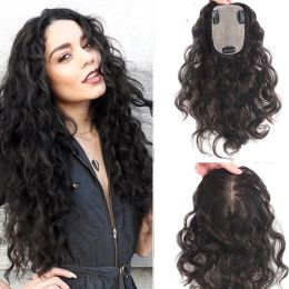 Toppers Summer Toupee Transpirable 24 pulgadas de largo Virgin Human Hair Topper Base de seda de silicona Mujer Toupee con 5 clips o PU alrededor de 110 gramos