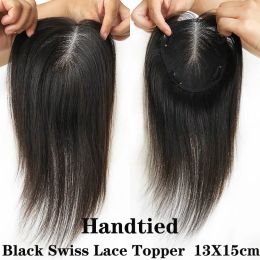 Toppers Swiss en dentelle Femmes Toppers Clip dans des morceaux de cheveux Full Fabriqué à la main Couvre-topper blanc Hair White Natural Swep Natural