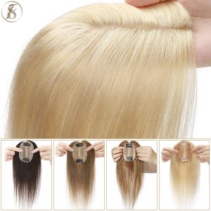 TESS Hair Topper 6x9cm Base en soie femmes Topper droite humaine postiche naturelle pince dans les Extensions de cheveux perruque de cheveux humains pour les femmes