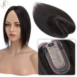 Toppers TESS Women Topper 7x12,5 cm Clip para el cabello Pelucas de cabello natural 100% cabello humano Base de seda Clip en extensión de cabello Rubio Mujer