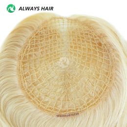 Toppers TP28 Hair Salon Supply Intégration Pieces de cheveux humains Toupee pour femmes Fishnet 16 "Cuticule chinoise Remy Hair Topper 6x6,5 pouces