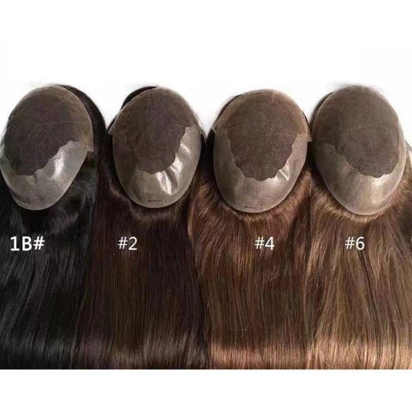Toppers, venta al por mayor, adorno para el cabello para mujeres, 100% cabello virgen brasileño, Base Q6, cutícula alineada, cabello humano, tupé frontal de encaje para mujeres