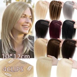 Toppers Women's Wig Real Human Hair Topper Clip In Hairpiece Vrouwen Silk Lace Basis Ademend Haar Sluiting Natuurlijke zwarte haarextensies