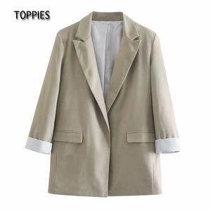 Toppies, chaqueta de verano de lino fino, chaqueta de traje de ocio para mujer, chaqueta suelta de punto abierto 210412