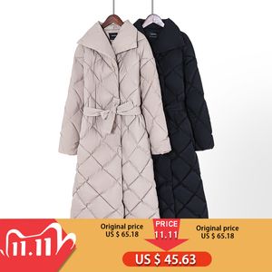 Toppies hiver long manteau femmes parkas plus épais chaud plaid bulle manteau coréen veste bouffante mode outwear 201103