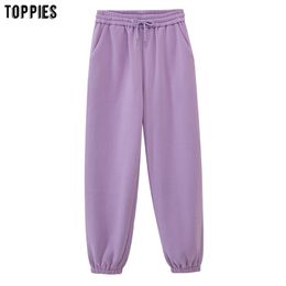 Toppies Womens Fleece Broek Hoge Taille Joggers Broek Vrije tijd Broek Koreaanse Stijl Sweatpants Causal Streetwear 2111105