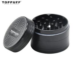 Toppuff Aluminium Herb Grinder 50 mm 4 pièces CNC Diamond Dents Metal Tobacco Grinders Black Spice Crusher Différent Modèle sur LID6638009