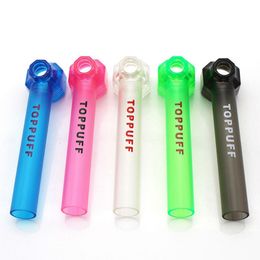 Toppuff Mini Top Pastic Pipes Coloré Fumer Main Pipe Tube Droit Verre Pyrex Brûleur À Huile Tuyaux Barboteur Pour Fumer Du Tabac AC101