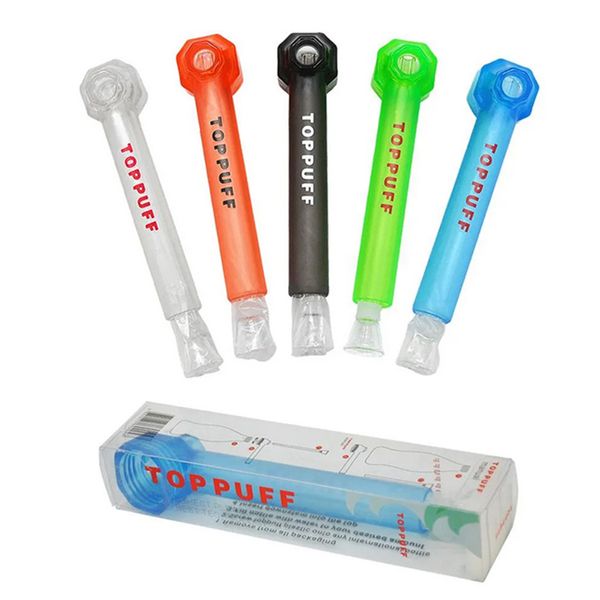 Toppuff Top Puff Acrylique Bong Portable Pipe À Fumer Tabac De Voyage 160mm Tube De Brûleur À Huile Avec Des Bouteilles Narguilé Vis Sur Bouteille Convertisseur Tuyaux D'eau Dab Rig