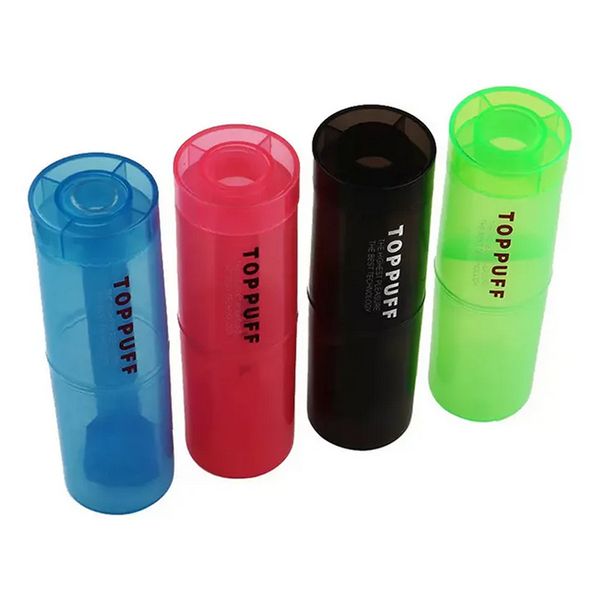 Toppuff Top Puff En Plastique Portable Pipe À Main 124mm Acrylique Narguilé Cylindrique Bong Dab Rig Avec Tasse Tuyaux D'eau Bongs