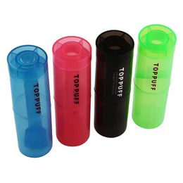 Toppuff Top Puff Pipa de fumar portátil 124 mm Plástico Acrílico Hookah Cilíndrico Bong Dab Rig Con vaso de plástico Tubos de agua Bongs