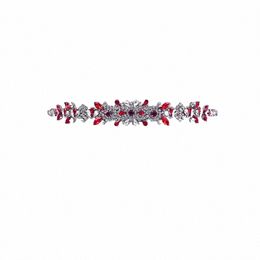 Topqueen Bridal Red Gemstes Thin Bravel Luxury Wedding Ribb Makade Wedding S Widing Dr Waist Acnigs S51-Red N0I0 #
