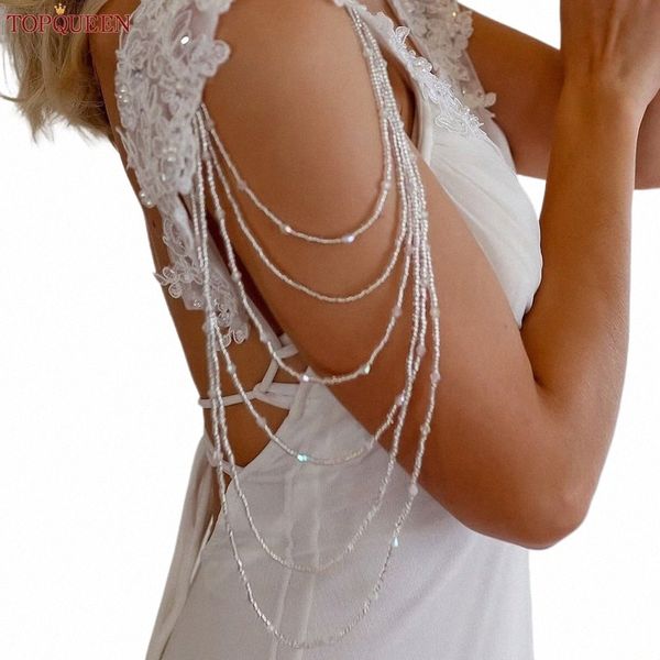 Topqueen cristal gland chaîne d'épaule de mariée accessoires de mariage bijoux de corps bras Decorati femmes châle SG51 H9cF #