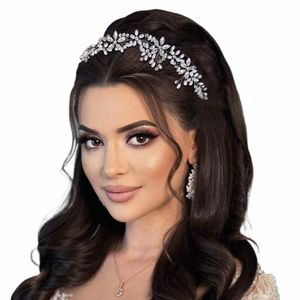 TopQueen Pearl Wedding Headband met kam Vrouw Haar Approvisies Rhineste Bride Headpiece Princip Tiara Bridesmeisje Gift HP128 Q6UR#