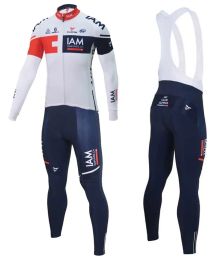 Tops 2024 IAM Team White Cycling Jersey Set lange mouw voorjaar herfst Outdoor MTB fietsende kleding fietskleding
