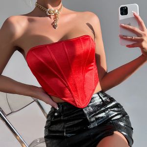 Tops Casual Elegant Outfits Corset Top Fashion Vest Sexy Women Tube Solid Mouwess Slim Taille bijgesneden Bustier Clubwear