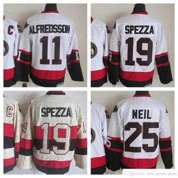 Hauts personnalisés nouveaux maillots de hockey sur glace rétro 11 Daniel Alfredsson 19 Jason Spezza 25 Chris Neil Jersey