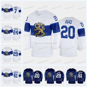 Tops Custom Team Finland 2022 Beijing Winter Hockey Jersey Aleksander Barkov Tuukka Rask Juuse Saros Patrik Laine Kaapo Kakko Sebastian