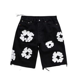 Tops Denim Jeans Shorts Denim Teers Men Short Mens Designer Mujeres Corto Jean para hombres Denim Jeans Agujecillos rectos Impresión de flores apretadas Slim Short 307