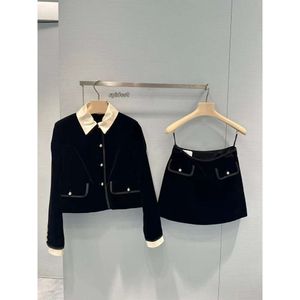 Tops Robes pour femme Ann Revan Hepburn Style Black Velvet Satin Patchwork Small Fragrant Top A-Line Jupe