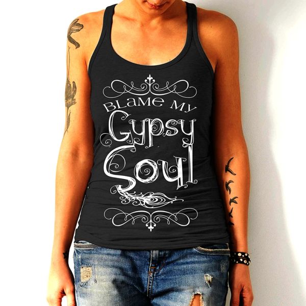 Tops Gypsy Soul Lettre Imprimer Femmes Débardeurs Hors de l'épaule Boho Chemises Fitness Tees Festival Vêtements Causal Coton Graphique Gilet