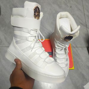 Tops High White Leather Men Ser Quality Boots Punk Web Celebrity Hoogte toenemende schoenen Zapatillas HOMBRE BOTAS PARA HOMBRE A6 830 453