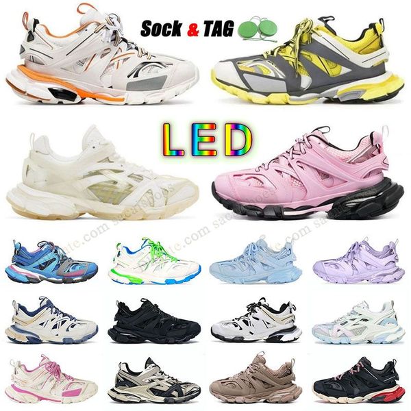 Tops Low Track LED 3.0 2.0 Zapatos casuales Diseñador para hombre Moda para mujer Pistas para caminar Corredor Zapatillas de deporte Plataforma Fondo Completo Blanco y negro Rosa Amarillo Gris Mocasines Traienrs