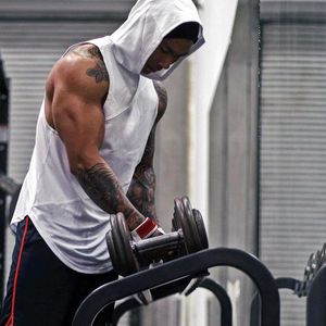 Débardeurs pour hommes Hirigin hommes sweat à capuche musculaire à capuche musculation gymnase entraînement sans manches mince t-shirt gothique solide t-shirt été