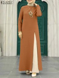 Tops Moslim Lange Tops Voor Vrouwen Islamitische Kleding Turkije Dubai Abaya ZANZEA Elegante Lange Mouw Blusas Ramadan Abaya Eid Caftan 2023