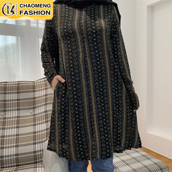 Hauts nouveau Design mode impression de haute qualité musulman pour les femmes hauts décontractés malaisie turquie arabe vêtements islamiques chemise Blouse Mujer