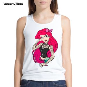 Tops Nieuwe dames zomer grafische tanktops vrouwelijke grappige punk tatoeages prinses Harajuku Koreaanse tops kawaii streetwear tops