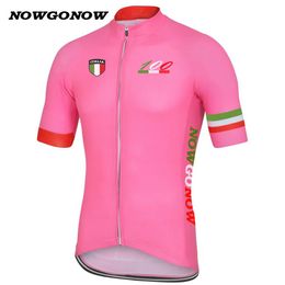 NOWGONOW hommes équipe 2017 maillot de cyclisme rose rose leader tour de italie champion vêtements vêtements de vélo drapeau style pro course équitation vtt