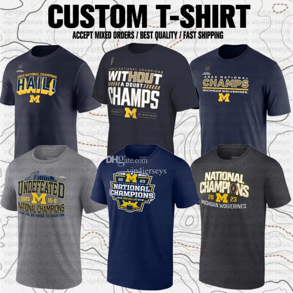 Topstees Fans de marque personnalisée USA Michigan Wolverines College Football Playoff 2023 Champions nationaux Tops Tees Adult Lady Sport Sport Short Sleeve
