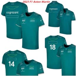 TOPSTEES F1 2023 OFFICIËLE TEAM Driver Fans T -shirt Formule 1 Aston Martin Racing Polo shirt Korte mouw dezelfde zomermode groene jersey t
