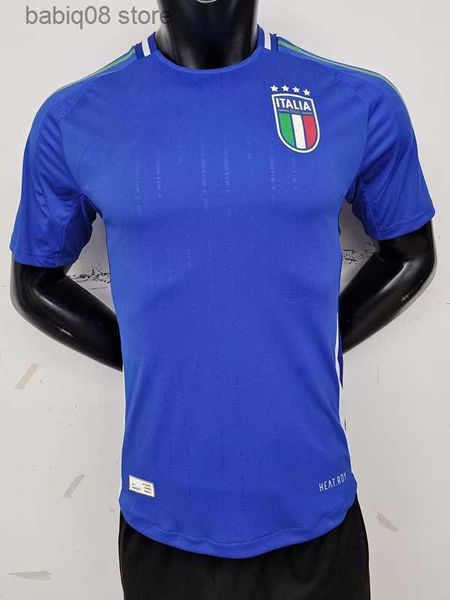 Tops TEES Fans Joueur 2024 Italys Euro Cup Soccer Jerseys Chiesa Barella Belotti Zaniolo Raspadori Jorginho Verratti 125th Anniversary Football Shirt Maglie da Cal