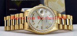 Topselling Gratis Verzending 36mm 18kt Gold Day Datum President Silver 8 + 2 Diamond 18048 Automatische Beweging Horloges Heren Polshorloges