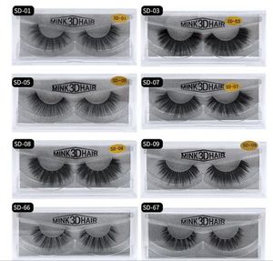 Cils de vison imités 3D les plus vendus 20 styles mélangés au hasard faux cils doux naturel épais faux cils