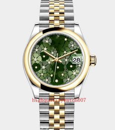 Meilleures ventes Excellentes montres-bracelets pour dames 31 mm 24 diamants dans la base Cadran vert 278274 Bracelet en acier inoxydable Mécanique automatique Mode Montres pour femmes