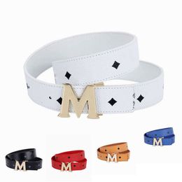 TopSelling Famous brand designer fashion letter M buckle men's waist belt classic luxury top quality man boy black white red blue yellow belt for party wedding 268Y