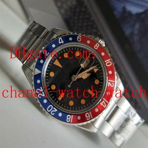 Bestverkochte roestvrijstalen zwarte wijzerplaat 40 mm herenpolshorloges 2813 Movemen mechanisch automatisch vintage GMT 1675 Pepsi heren 247j