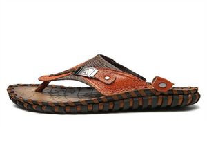 Topselling Summer Echte lederen slippers voor mannen 2022 Fashion Sandals mannelijke koe flipflops Sandles Slide Beach Sandalias Hombre D17924011