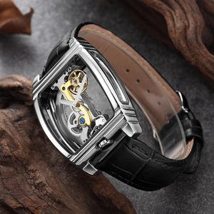 Relojes para hombre transparentes más vendidos Reloj de pulsera automático mecánico Correa de cuero Top Steampunk Reloj de cuerda automática Reloj masculino montre homme