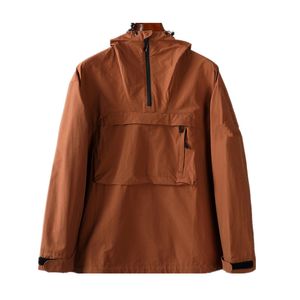 Nouvelles vestes à capuche à demi-poche zippée Mode jeunesse européenne et américaine Veste décontractée grande taille Tissu pour manteau pour homme Gaine pour homme Eau de pluie anti-éclaboussures