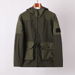 Chaquetas de marca Topstoney Herramientas funcionales Costuras en contraste de color casual Cremallera de nailon de metal salvaje Chaqueta cortavientos con capucha Tamaño M-2XL