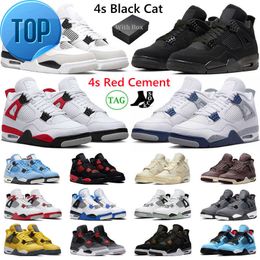 topWith Box 4 Basketbalschoenen Heren Dames 4s Black Cat Red Cement Military Black Thunder Midnight Navy University Blue Heren Trainers Sport Sneakers