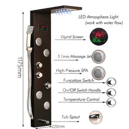 Torayvino LED light Bathroom shower set Massage Jets Sprayer hot & cold Mixer Control Valve Hand Shower tap
