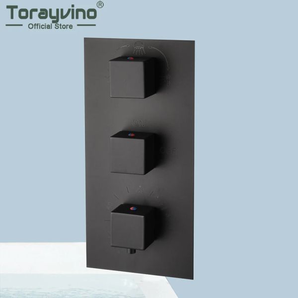 Torayvino Luxury Batoming Shower Freucet 3 hoyos Mezcladores Guelabas de grifos Murnizados Válvula de control de agua Accesorios de baño