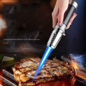 Torche pistolet métal bleu flamme pas de briquet à gaz cuisine cuisson accessoires de fumage coupe-vent BBQ bijoux soudage briquets à cigares YQG6