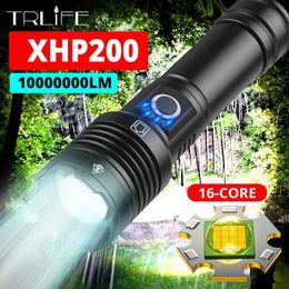 Zaklampen 1000000LM XHP200 LED-zaklamp Krachtige tactische verlichting 500M Lange afstandslicht Buiten Waterdicht L2 C8 Jacht 18650 Zaklamp Q231013