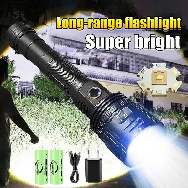 Torches 2023 la plus récente lampe de poche LED la plus puissante lampe torche rechargeable USB lampe de poche haute puissance lanterne tactique lampe à main longue portée Q231013